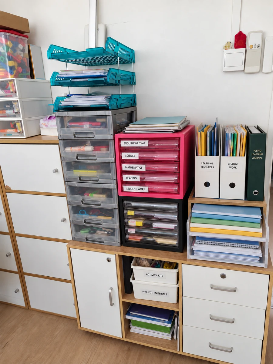 Organised PBL learning materials, subject resources and student work storage prepared for lessons.